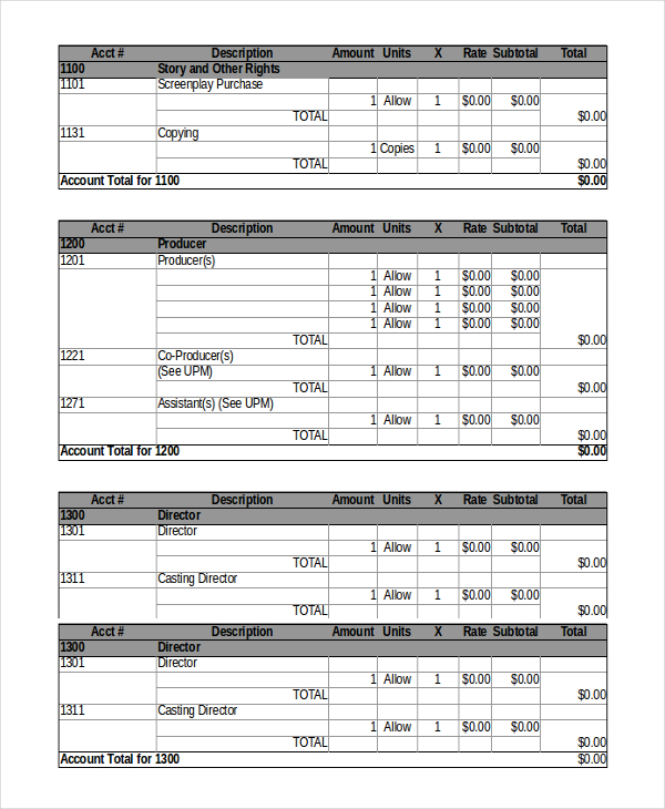 Free Marvel Studios Budget Template
