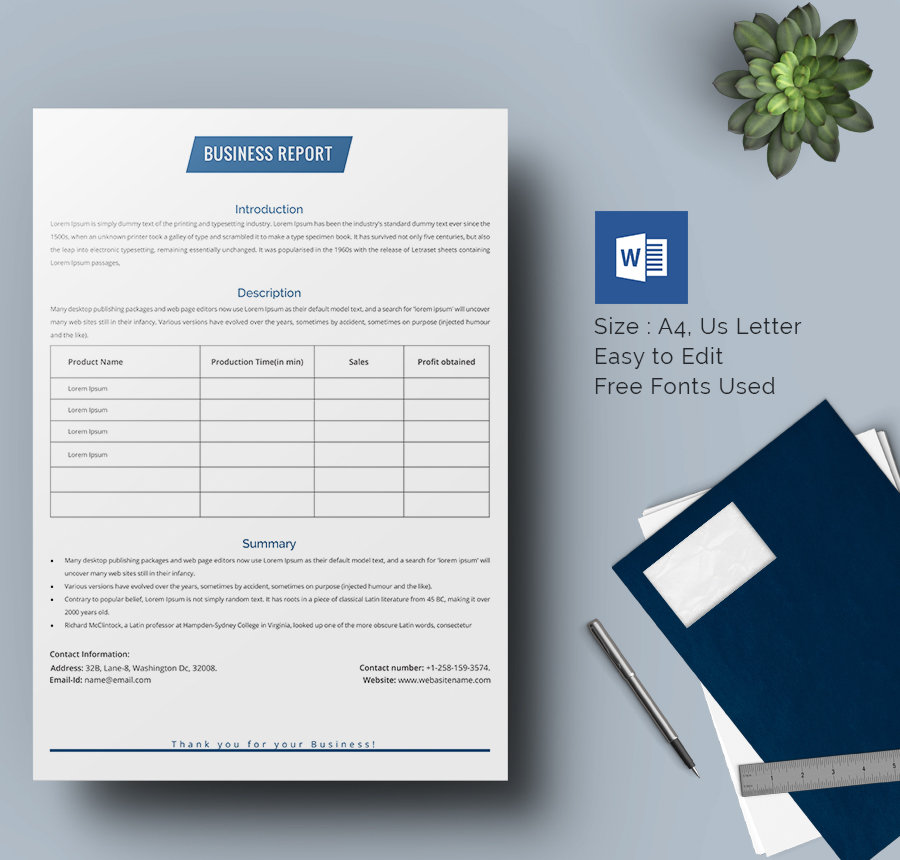 microsoft word templates report