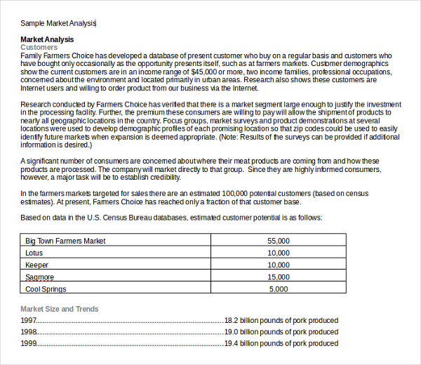 sample market analysis