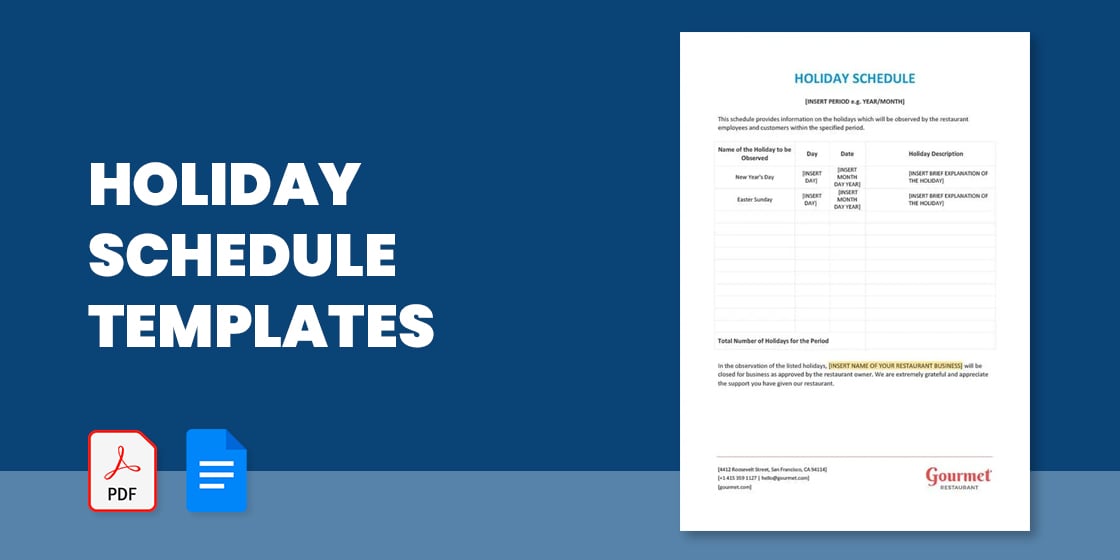 Holiday Schedule Template 20+ Free Sample, Example Documents Download!