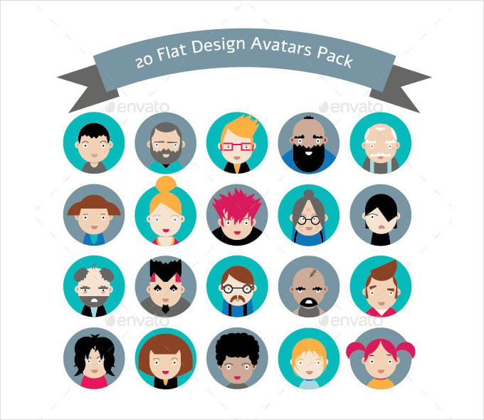 0 flat design avatars pack