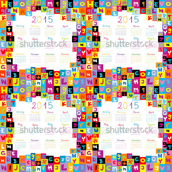2015 calendar templatewith letters for schools