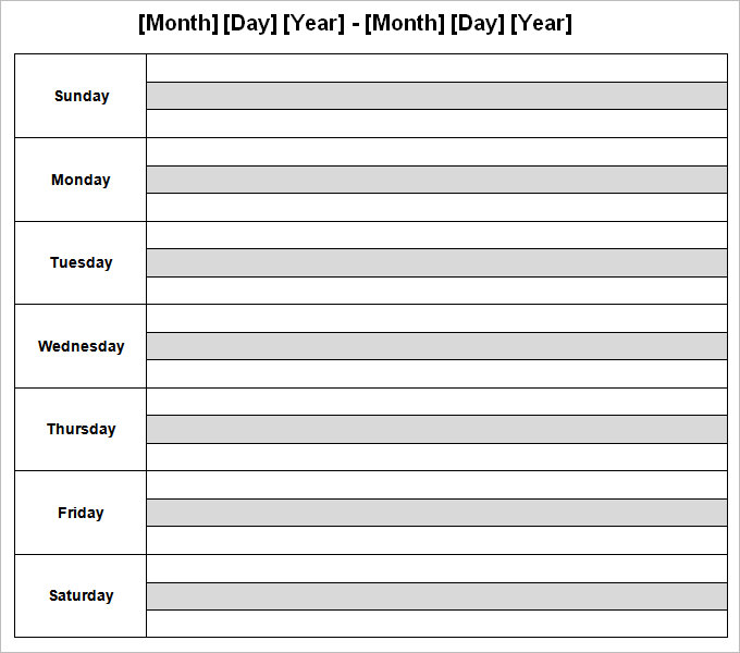 Week Calendar Template - 12+ Free Word Documents Download