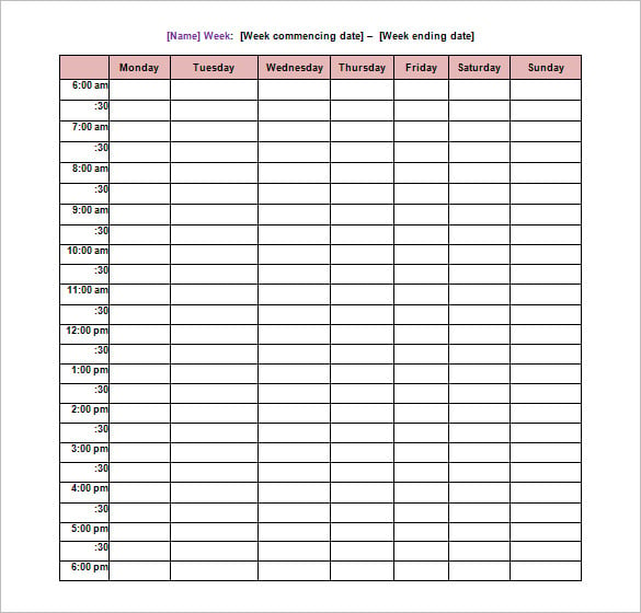 free download school daily schedule template
