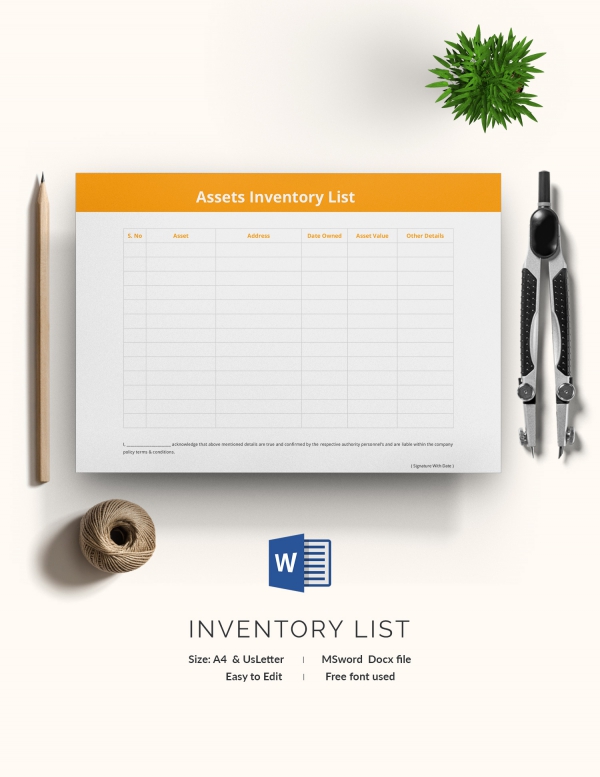 Assets Inventory List Template