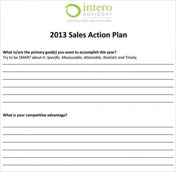 sales action plan template sample pdf min