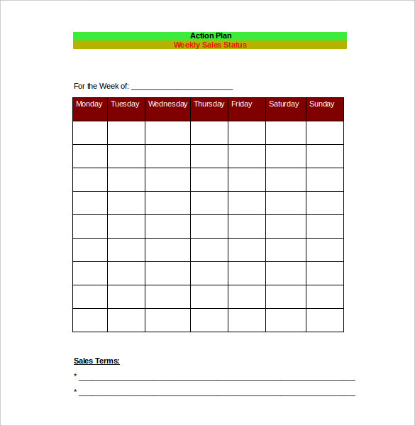 weekly sales action plan format template excel download min