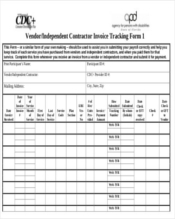 Vendor Independent Contractor Invoice Tracking Form Template Download