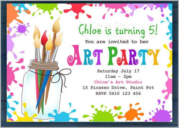 simple art party invitation for kids