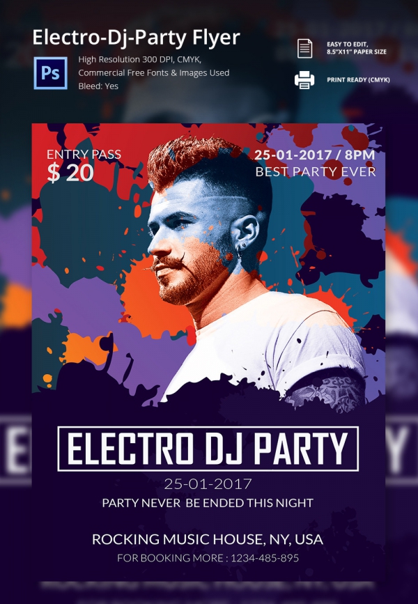 Electro DJ Party Flyer Template