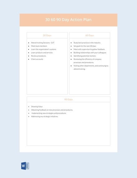 0 60 90 day action plan template