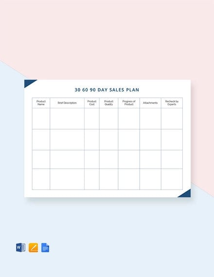 0 60 90 day sales plan template