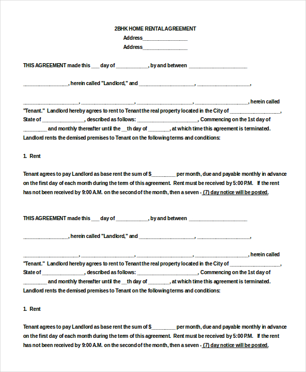 House Rental Agreement Format Doc Home Sweet Home