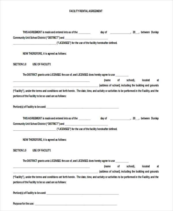 blank rental agreement template