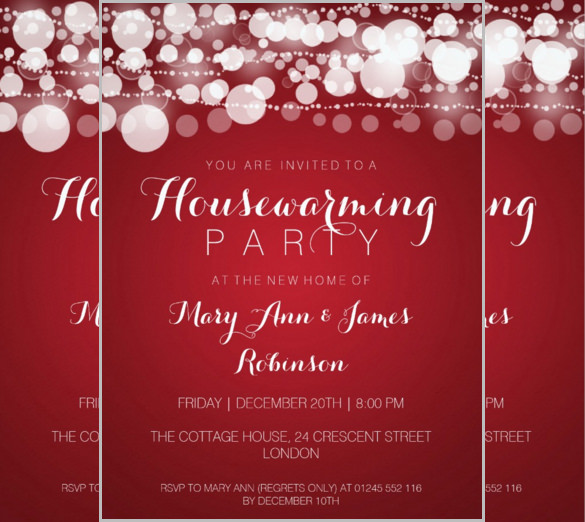 housewarming party modern dots red invitation card