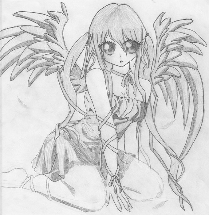 096 angel pencil sketch by dragon