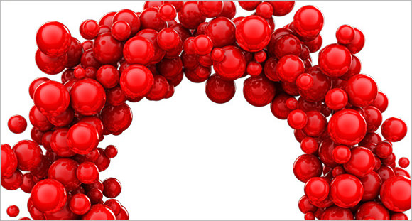 d bubble alphabets in red