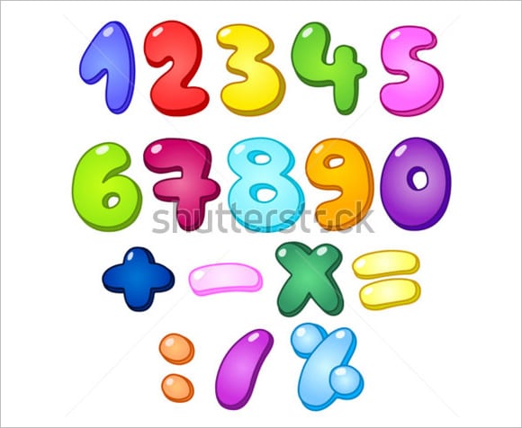 3d bubble numbers and math signs
