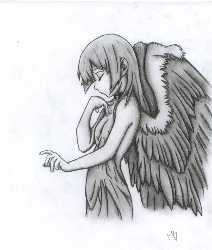 manga angel drawings