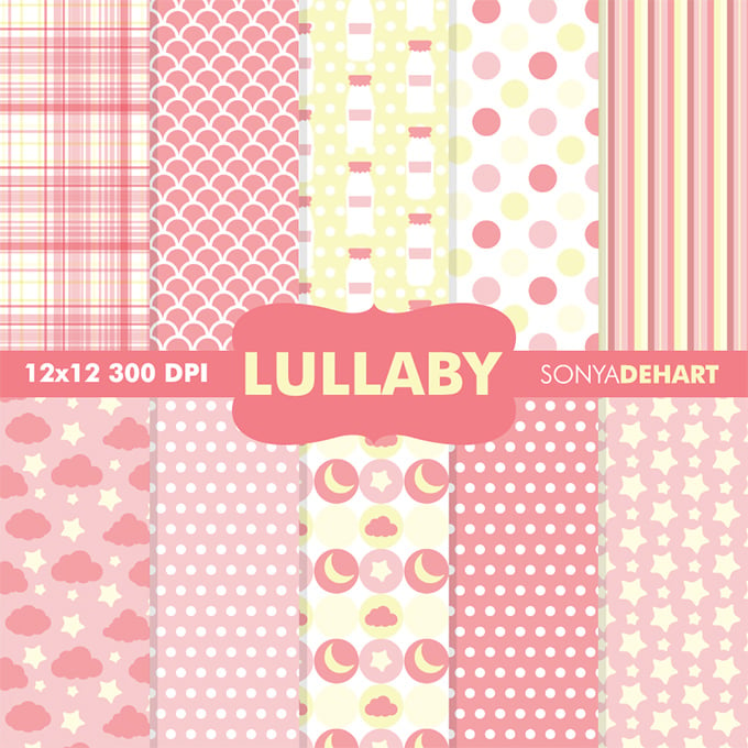 4546 baby lullaby pink digital papers