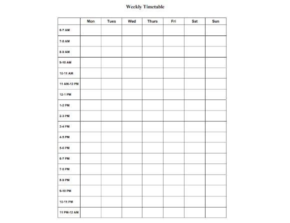 24+ Microsoft Word 2010 Format Timetable Templates Free Download