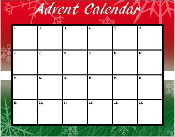 advent event calendar template
