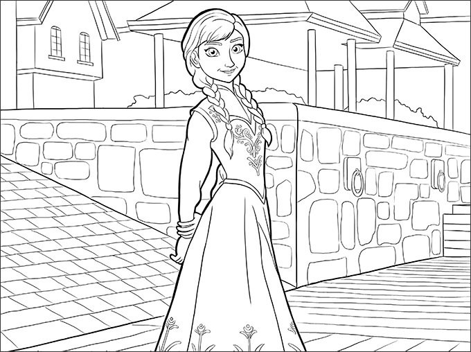 anna town frozen coloring page