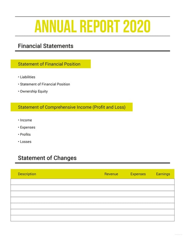 Yearly Report Template Word