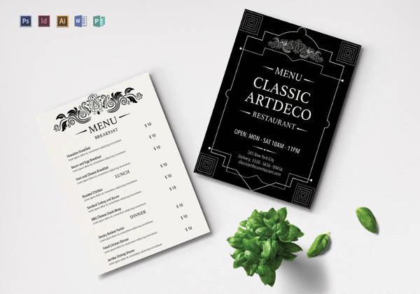 art deco menu design