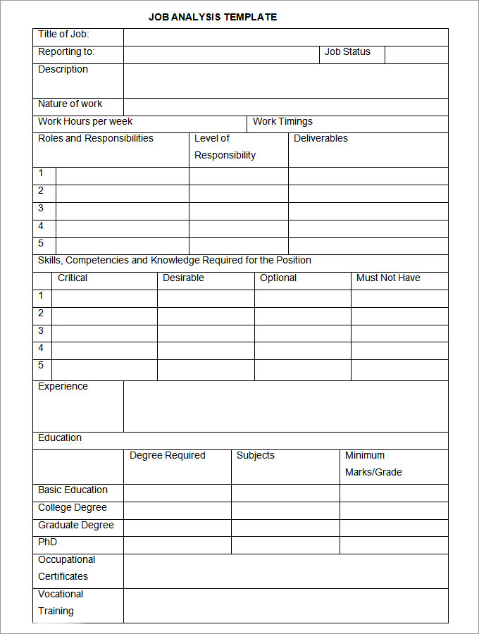 Job Analysis Template 12 Free Word Excel Documents Download 8766