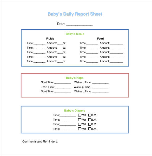 Daily Report Template 57 Free - Baby%E2%80%99s Daily Report Sheet 