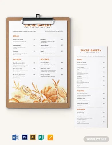 bakery menu board template