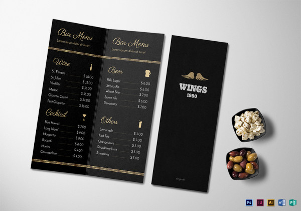 bar menu photoshop template