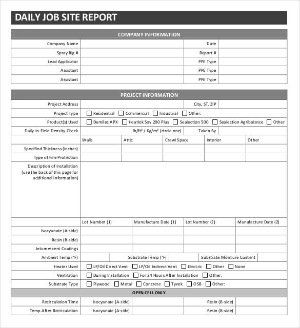 Daily Work Report Template 4141