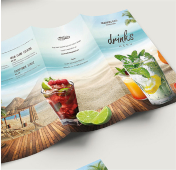 beach drinks menu
