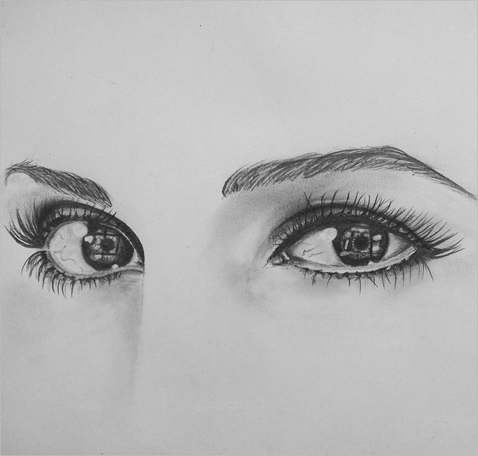 beautyful eyes pencil drawing