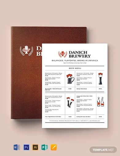 beer bar menu template