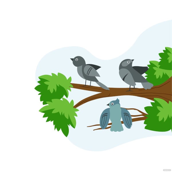 bird on tree coloring page template