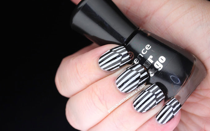 black and white acrylic nail design