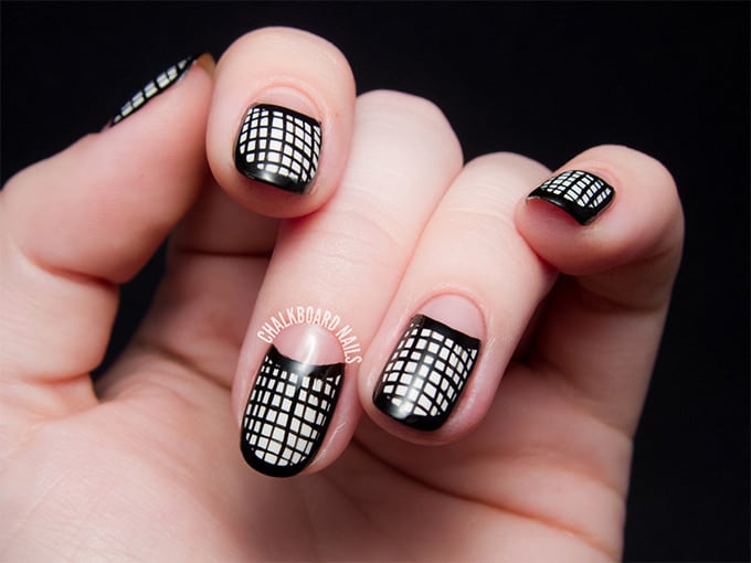 black and white nail art design