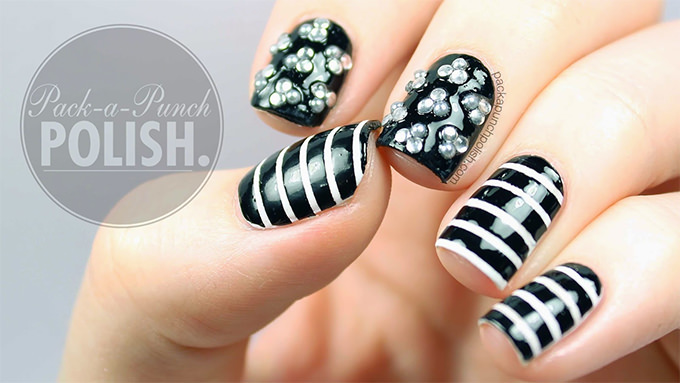 black and white nail patterns