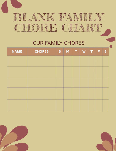 blank family chore chart