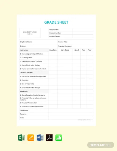 Grade Sheet Template - 37+ Word, Excel, PDF Documents Download