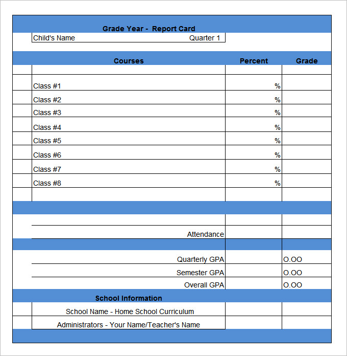 Report Card Template 28+ Free Word, Excel, PDF Documents Download