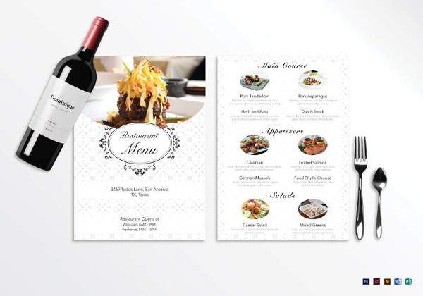 blank restaurant menu template