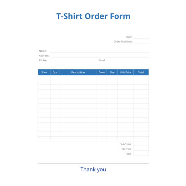 27+ TShirt Order Form Templates PDF, DOC