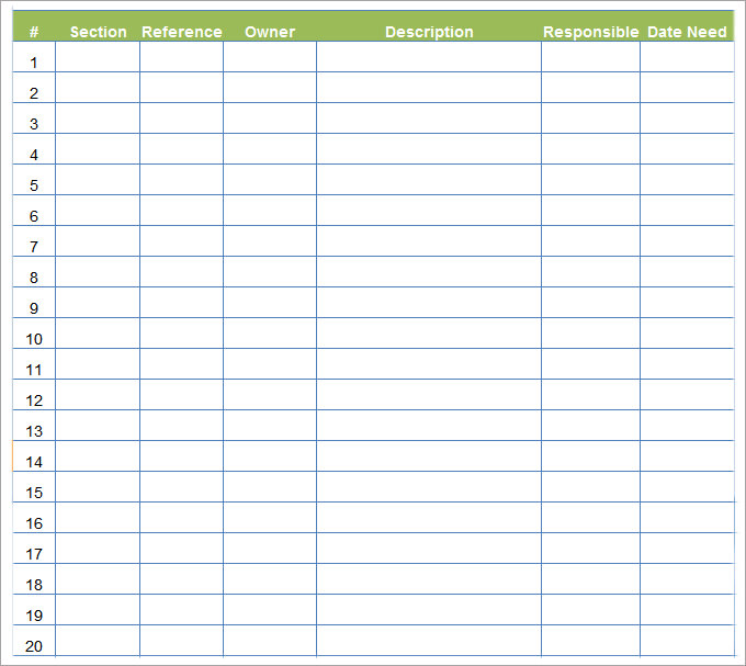 blank table template word