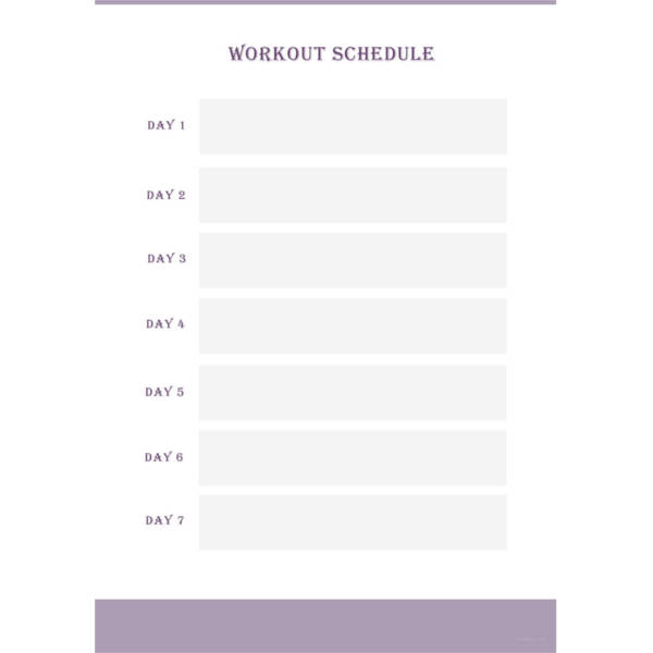 blank workout schedule template