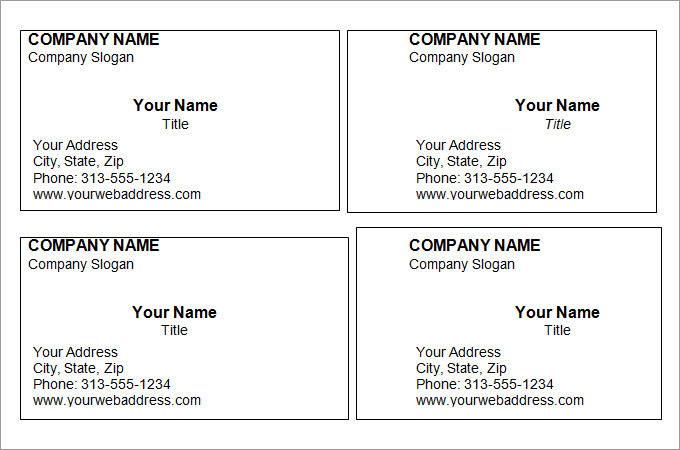 business card word template free download