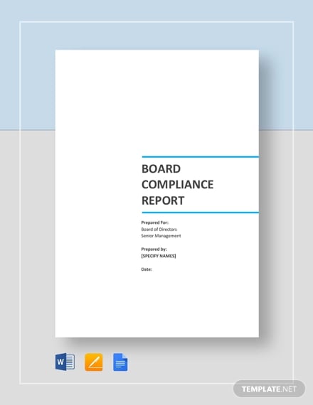 board compliance report template